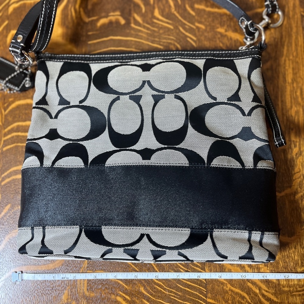 Coach Signature C Black and Gray with Black stripe Convertible Shoulder Bag - Picture 10 of 13